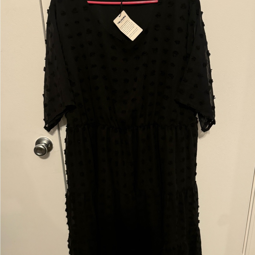 Swiss dot black dress